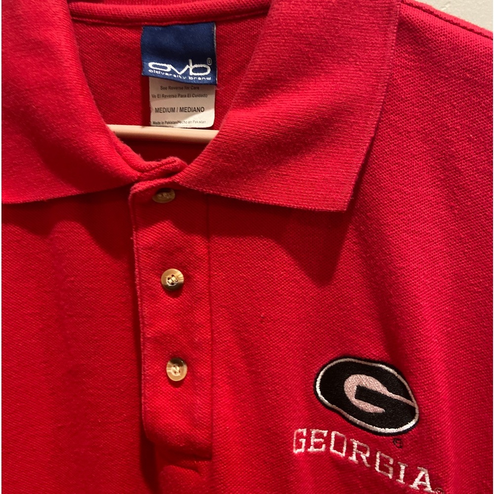 Solid Red Georgia Bulldogs Collared short sleeve Polo Shirt, sz M